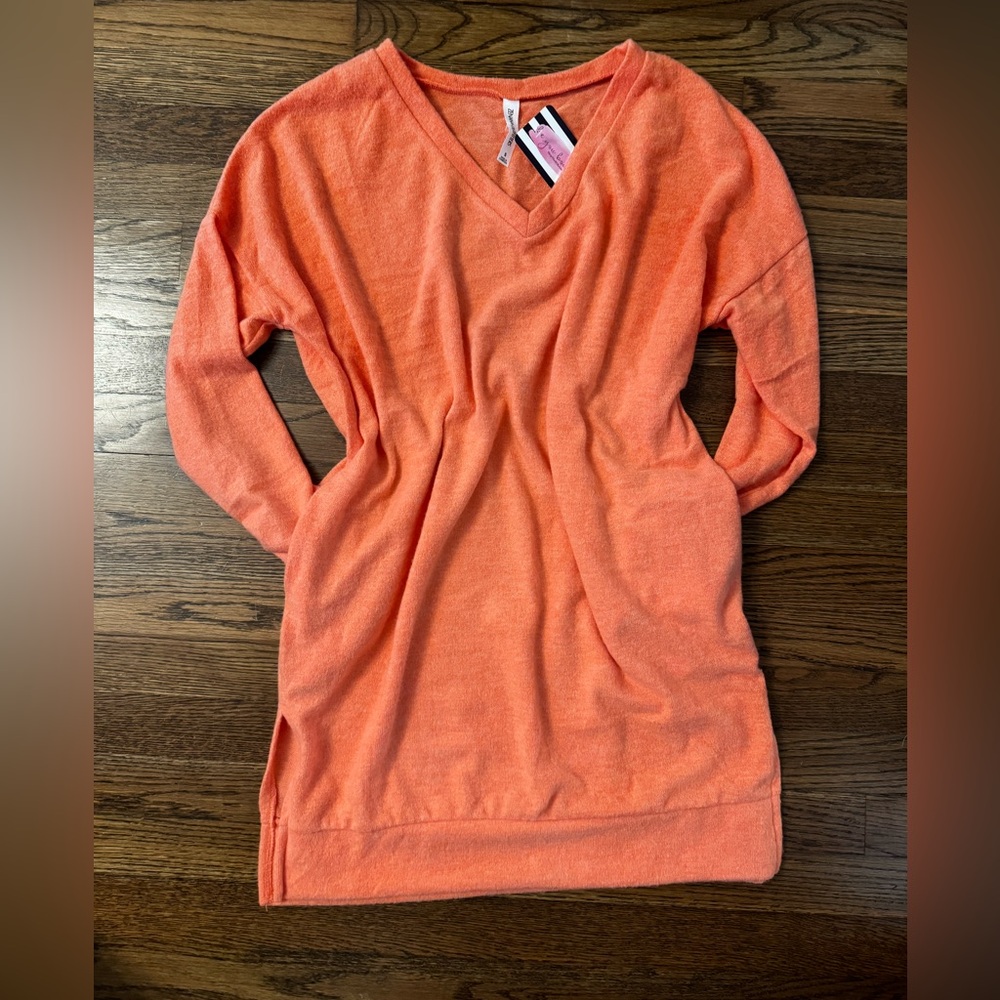 Zenana Long Sleeve V-Neck Brushed Melange Sweater